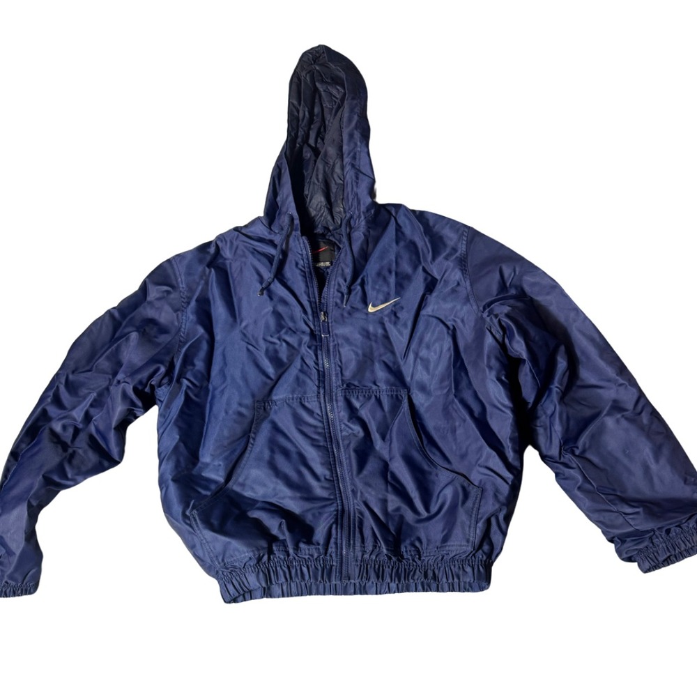 Vintage Nike Windbreaker Hoodie Jacket Men S Navy Blue Full Zip Lightweight